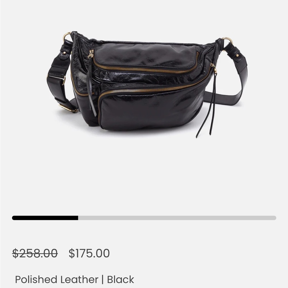 Hobo brand via belt bag sling in black polished leather